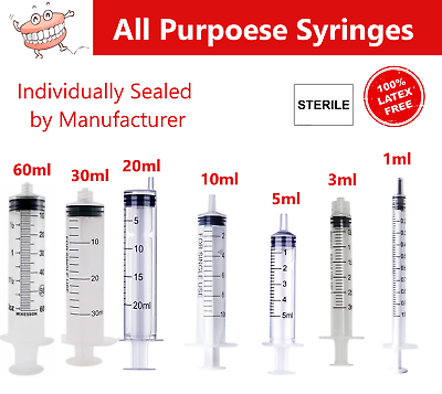 #ad 1ml 1cc Syringe No Needle 3cc 5cc 10cc 20 cc 60cc Choose Size amp; Pack $7.99