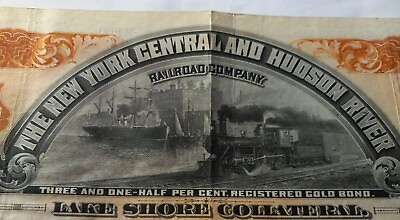 #ad Antique 1907 New York Central Hudson River Railroad Bond $1000 Certificate $8.99
