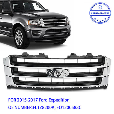 #ad For 2015 2016 2017 Ford Expedition FL1Z8200A Front Upper Grille Grill Chrome $232.92
