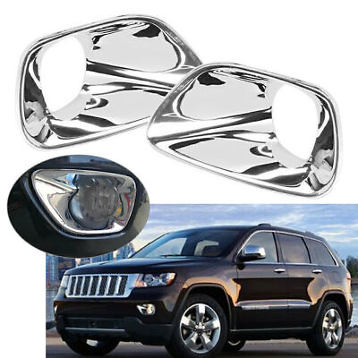 #ad 2PCS Front Fog Lamp Light Cover Chrome Trim For Jeep Grand Cherokee 2011 2012 13 $17.61