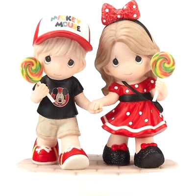 #ad ღ New PRECIOUS MOMENTS DISNEY Figurine MICKEY MINNIE FAN Boy Girl Lollipop Candy $80.00