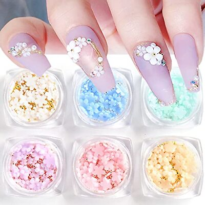 #ad 3D Flower Nail Charms 6Boxes 3D Flower Nail Rhinestone for Acrylic Nails $12.31