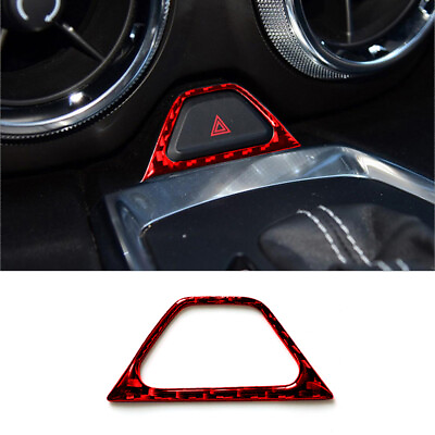 Red Carbon Fiber Interior Emergency Light Button Cover Trim For Chevrolet Camaro $11.56