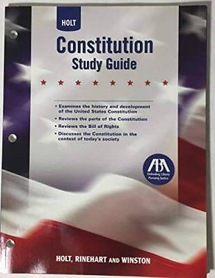 #ad Constitution Study Guide Paperback By HOLT RINEHART AND WINSTON ACCEPTABLE $4.11