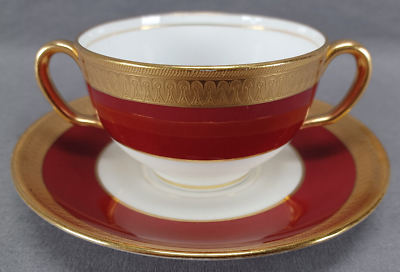 #ad Minton G8410 Red Band amp; Gold Encrusted Bouillon Cup amp; Saucer Circa 1911 A $100.00