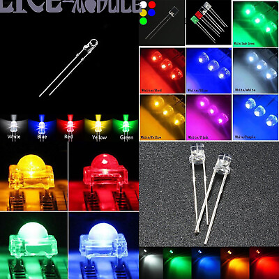 #ad 3 10mm LED Diodes Light Round Straw Hat Flat Rectangle Piranha Clear DIFFUSED $1.16