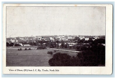 #ad 1909 View Of Dixon IL From I.C Ry. Tracks North Side Posted Antique Postcard $9.98