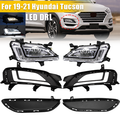 #ad LED DRL Front Bumper Fog Lights Lamps Set w cover For 2019 2021 Hyundai Tucson $129.99