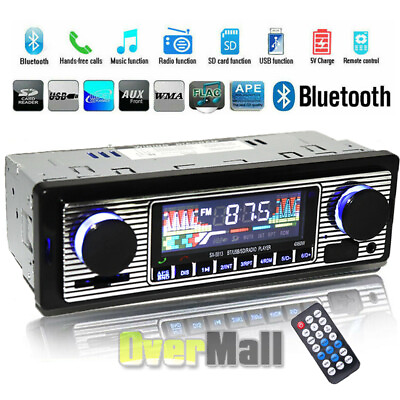 #ad 1DIN Car Stereo Radio Bluetooth Audio MP3 Player In Dash USB AUX Non CD 60W x4 $28.86