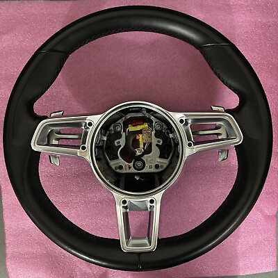 #ad OEM Porsche Black Leather Steering Wheel 991.2 911 Carrera 718 Cayman Boxster $799.00