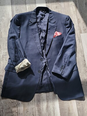 #ad 44R Men#x27;s Jos. A. Bank Signature Gold Blazer Blue 100% Wool 2 Button Sport Coat $32.99