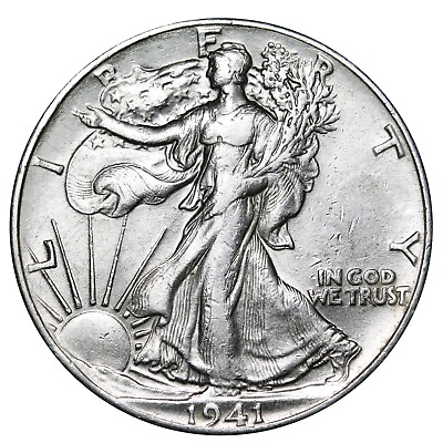 #ad 1941 Walking Liberty Half Dollar In AU Condition $30.00