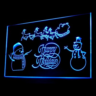 #ad 150015 Christmas Happy Holidays Greet Display LED Light Neon Sign $23.99