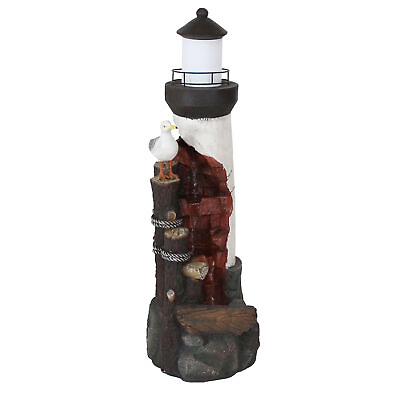 #ad Gull#x27;s Cove Lighthouse Water Fountain with LED Lights 36 in by Sunnydaze $269.00
