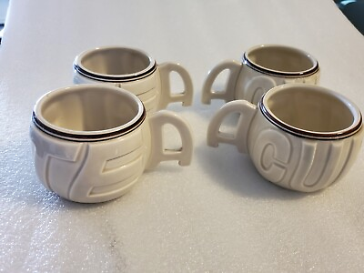 #ad Fitz and Floyd Tea Cup coffee Set of 4 unique quirky spells out the word $34.00