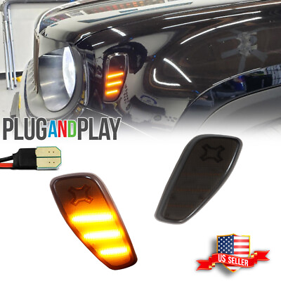 L R Smoked Amber LED Side Marker Lights Fender Lamps For 2015 up Jeep Renegade $24.99