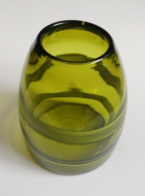 #ad MURANO Green Swirl Blown Glass Sasso Vase 6.5quot; Luciano Gaspari Salviati READ $32.87