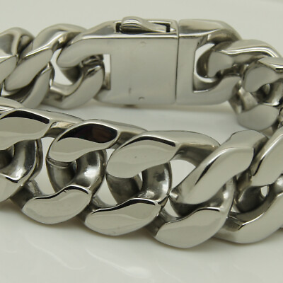 #ad 20cm width 8.5 inch cool heavy classic link men316L stainless steel bracelet $25.99