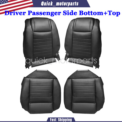 #ad Front Both Side Bottom Top Back Leather Seat Cover Black For 07 09 Ford Mustang $146.98
