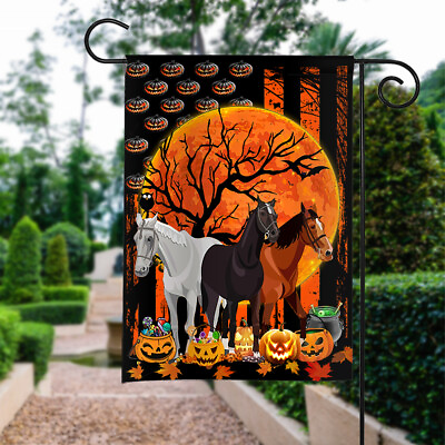 #ad Happy Halloween Horse Flag Horse Witches Flag Halloween Horse Pumpkin Flag $30.99