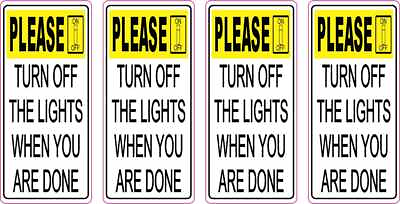 1in x 2in Turn Off Lights Vinyl Stickers Light Switch Business Sign Decals $6.99