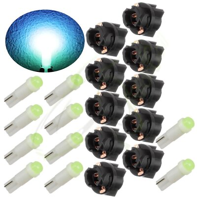#ad 10pcs T5 Cluster Panel Gauge LED Bulbs Light 37 74 70 Ice Blue W Twist Sockets $8.79