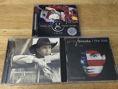 #ad GARTH BROOKS 3 Album Lot Double Live Scarecrow The Hits 4 total CD#x27;s $7.99