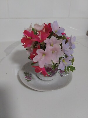 #ad Vintage Floral Porcelain Tea Cup w vintage flowers amp; greenery arrangement1960#x27;s $15.00