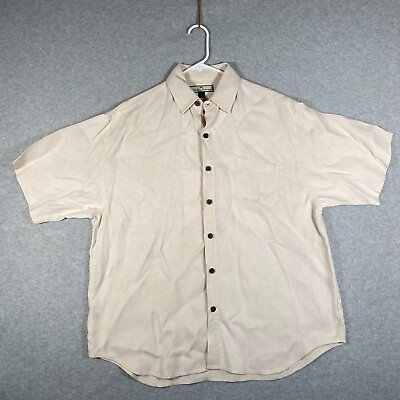 #ad Tommy Bahama Shirt Adult XL Ivory Short Sleeve Button Up Hawaiian Casual Men#x27;s $13.18