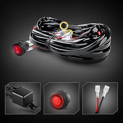 2 Lead Wiring Harness Kit ON OFF Rocker Switch Relay LED Work Light Pods Bar 12V $9.99