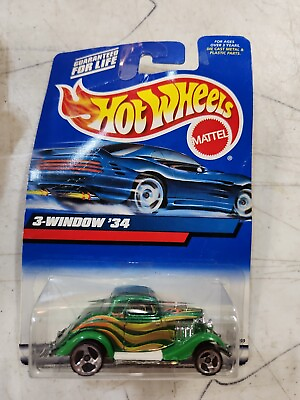 #ad 2000 Hot Wheels 3 Window #x27;34 #132 Green Package Wear $8.99