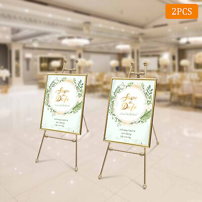 #ad 2PCS Golden Wedding Easel Stand Floor Mount Wedding Party Photo Easel Stands $70.82