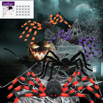 #ad 2 x Large Spider Halloween Decor Haunted House Prop Giant Soft Spider Party Gift $4.95
