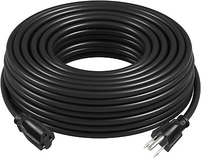 #ad 10 20 50 Ft Outdoor Extension Cords 16 3 Heavy Duty Black Extension Cord USA $11.89