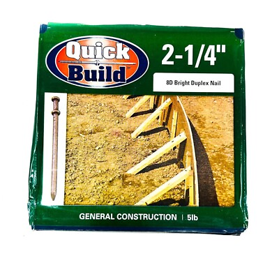 #ad Quick Build 08DP5LB General Construction Duplex Nail 8d 2 1 4in Bright 5 lb Pack $29.57
