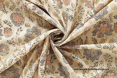 #ad 5 Yard Hand Block Floral Printed Cotton Fabric Running Dressmaking Craft Voile $34.99
