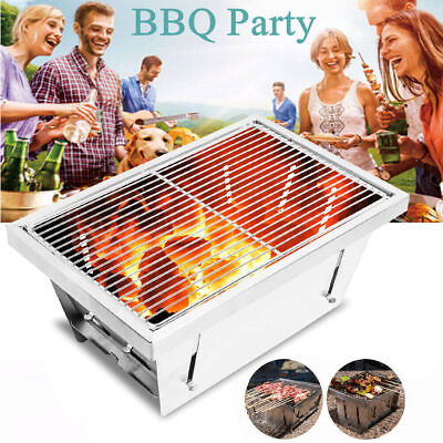 #ad Portable Foldable Barbecue BBQ Grill Charcoal Stove Outdoor Camping Cooker $19.99