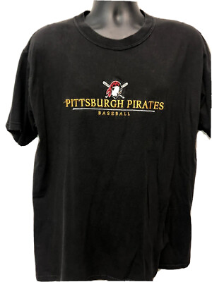 #ad Pittsburgh Pirates Embroidered Shirt Black Large Ultra Cotton MLB $19.99