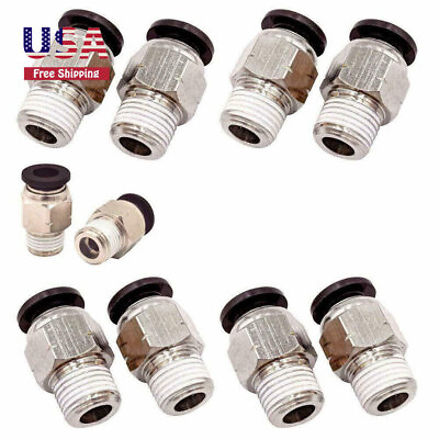 #ad Pneumatic Push to Connect Pipe Fittings 5 32 Inch Tube OD x 1 8 Male Thread10Pcs $20.98
