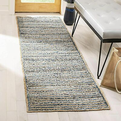 #ad Rug Runner 100% Natural Denim Jute Handmade carpet modern rustic look area rugs $50.31