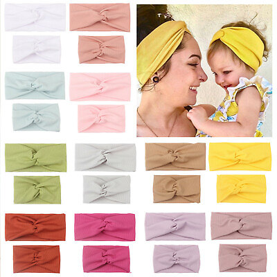 #ad Hairbands Family Knit Headbands Solid Stripe Mother And Baby Hair Band Headwrap GBP 2.99