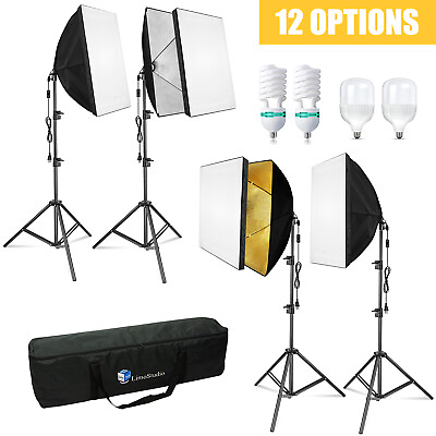 24quot;x16quot; Softbox Lighting Kit LED CFL Photo Bulb 82.3quot; Light Stand Carry Bag $36.45