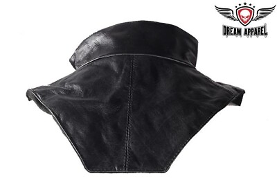 #ad Plain Black Premium Leather Motorcycle Touring amp; Fashion Neck Warmer $28.79