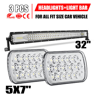 32quot;Inch 180W Led Light Bar 5x7#x27;#x27; 7X6quot; LED Headlight For Chevrolet Express 3500 $78.84