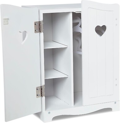 #ad Melissa amp; Doug Mine to Love Wooden Play Armoire Closet for Dolls White 17.3”H x $34.50
