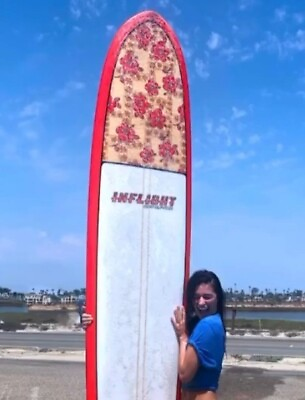 #ad 9#x27;10quot; Retro Red Floral InFlight Surfboard Longboard SUPER FUN GREAT CONDITION $850.00
