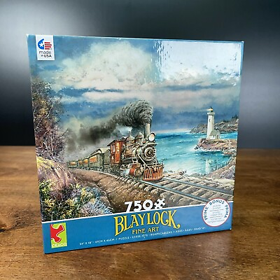 #ad NEW Blaylock Fine Art Bar Harbor Bound Train 750 Piece Puzzle 24quot; x 18quot; $38.21