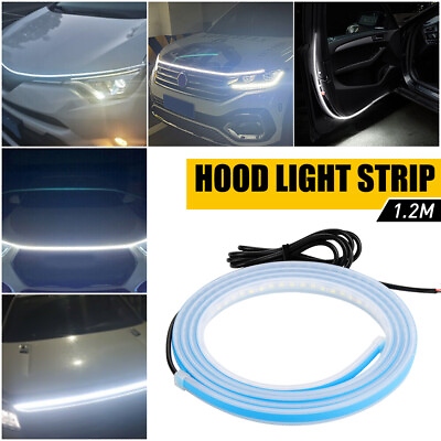#ad 120cm Car 12V Hood LED Daytime Running Light Waterproof Strip Flexible Lamp DRL $8.99