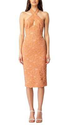 #ad Bardot Women#x27;s Riviera Halter Neck Cutout Corset Dress Brown Size 4 $44.70