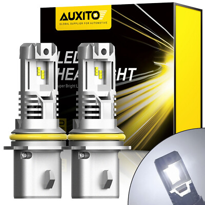 #ad 9007 SUPER BRIGHT LED Headlight Bulbs Kit High Low Beam Light 6500K White AUXITO $40.89